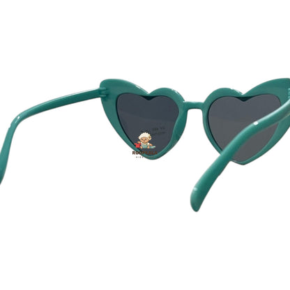Kids Heart-Shaped Sunglasses with Trendy Animal Print (blue-aqua)