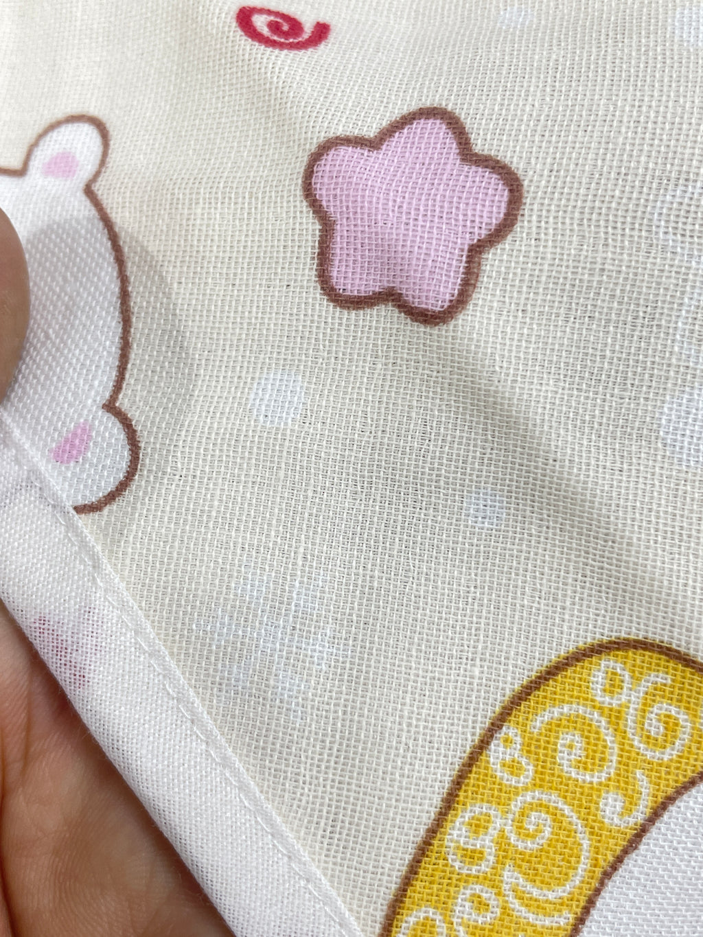 Muslin Cotton Blend Baby Swaddle Blanket | Beige Colour with Cute Polar Bear Prints
