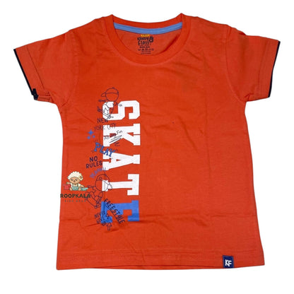 Cool Kids T-Shirt & Shorts Set – Boys 2-3 Years | No Rules Skate Print (orange)