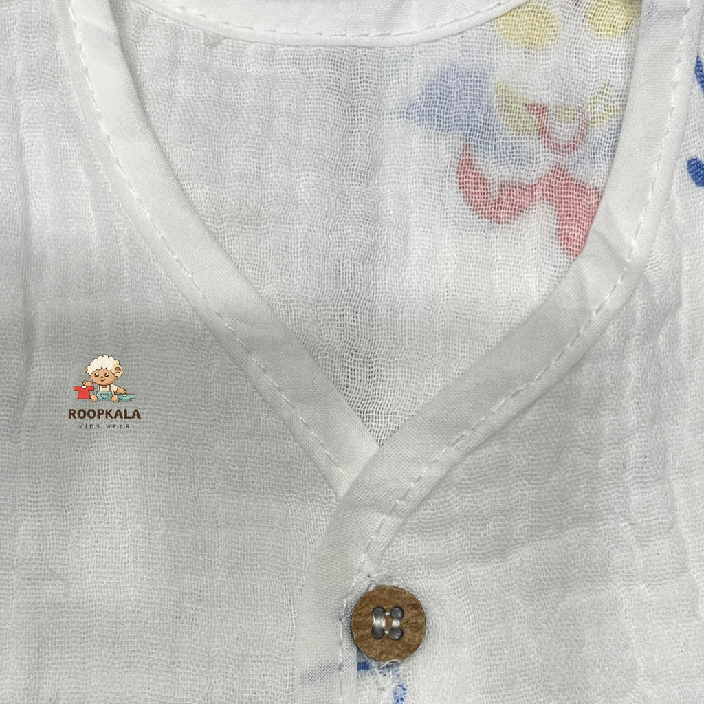Muslin Cotton Newborn Sadra Pack of 3 | White Colour | Soft & Breathable Daily Wear for Newborn Babies | mix print