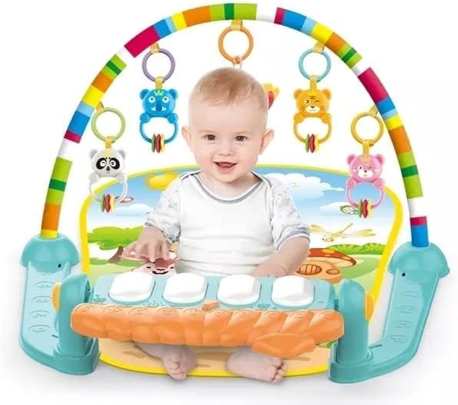 Baby Kids 3 in 1 Play Piano Gym Mat Rack Music Fitness Rack Rattle Toy Play Crawling Mat Early Educational Toy for 0-18 Months Babies (Baby Gym Piano) (3 in 1 (Multicolor))