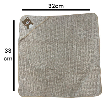 Soft Cotton Hooded Wrapper Cap Towel with Embroidery for Newborns (0–1 Year) – 33cm x 32cm (13in x 12.5in) (brown)