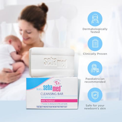 Sebamed Baby Cleansing Bar 100g|Ph 5.5 | With Panthenol|No tears & Soap Free bar| For Delicate skin
