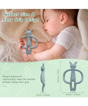 Soft Silicone Bunny Teether Toy for Babies – BPA Free, Easy Grip Teething Ring for Newborns & Infants (light purple)