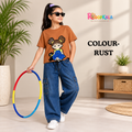 Girls Casual Top T-Shirt & Pant Set | Stylish Printed Design | Comfortable Everyday Wear for Girls