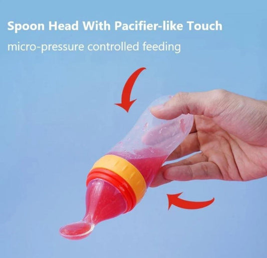 Baby Silicon Squeeze Spoon Feeder-90 ml (mix any colour)