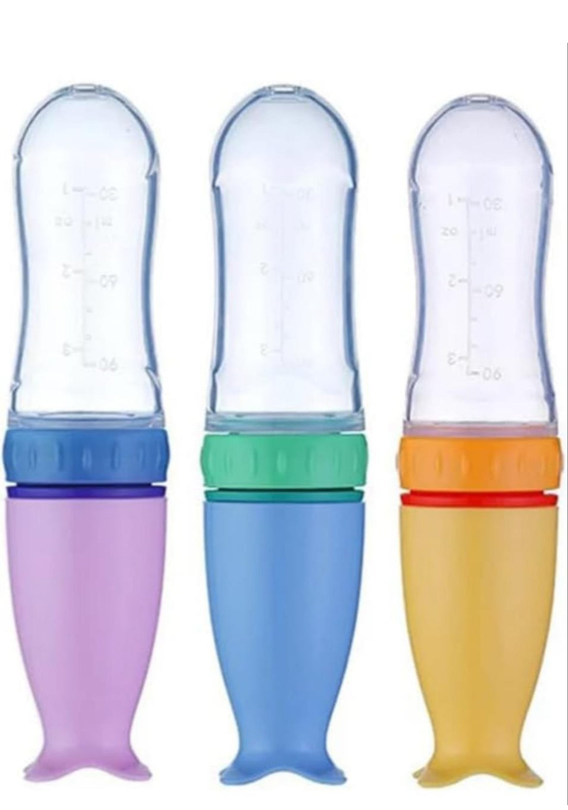 Baby Silicon Squeeze Spoon Feeder-90 ml (mix any colour)