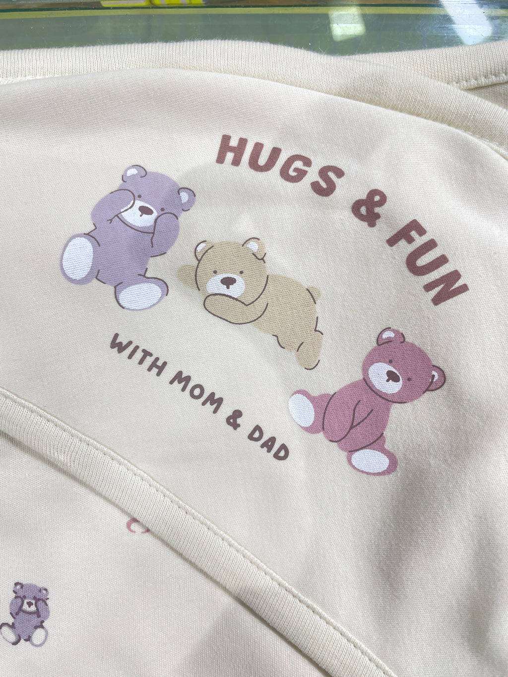 Pure 100% Cotton Baby Hooded Towel Wrapper | Brown Colour with Teddy Bear Prints | 80x80 cm