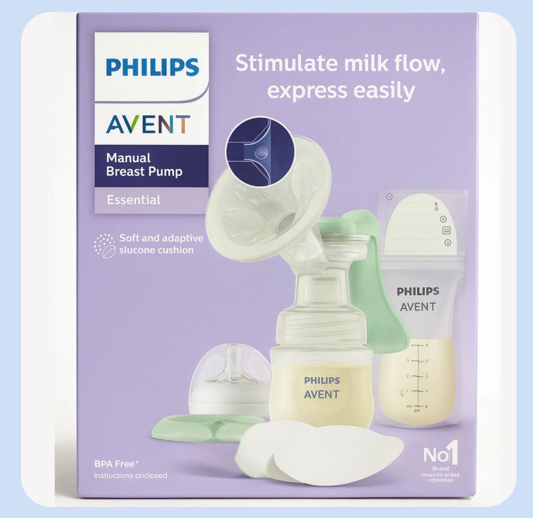 Philips Avent Manual Breast Pump SCD417/20 | Comfort Breast Pump with Bottle, Nipple, Milk Storage Bags & Disposable Breast Pads | Gentle & BPA-Free
