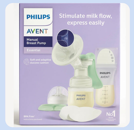 Philips Avent Manual Breast Pump SCD417/20 | Comfort Breast Pump with Bottle, Nipple, Milk Storage Bags & Disposable Breast Pads | Gentle & BPA-Free