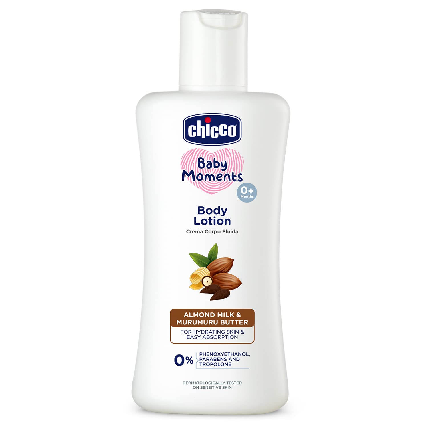 Chicco Baby Moments Body Lotion  | Almond Milk & Murumuru Butter | Quick Absorb Formula with Natural Ingredients for Ultra Soft Skin | Dermatologically Tested | Parabens & Phenoxyethanol Free
