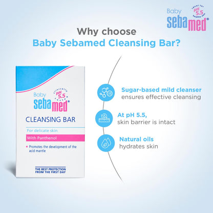 Sebamed Baby Cleansing Bar 100g|Ph 5.5 | With Panthenol|No tears & Soap Free bar| For Delicate skin