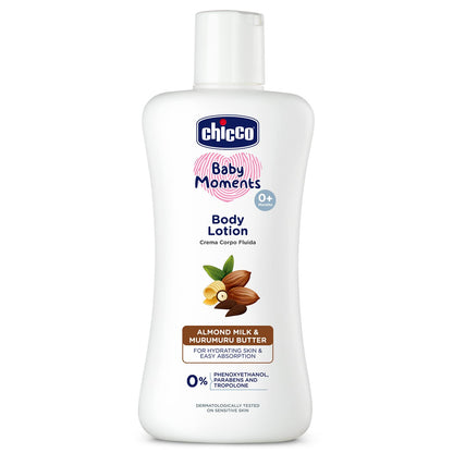 Chicco Baby Moments Body Lotion  | Almond Milk & Murumuru Butter | Quick Absorb Formula with Natural Ingredients for Ultra Soft Skin | Dermatologically Tested | Parabens & Phenoxyethanol Free