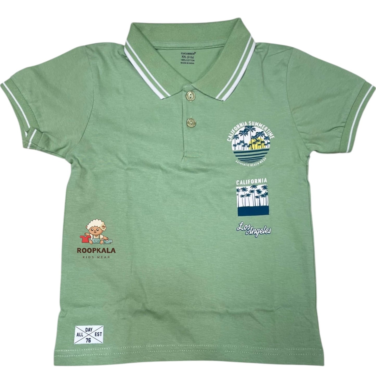 Premium Summer Outfit Set for Boys – Polo T-Shirt & Shorts | 2-3 Years (green-pista)