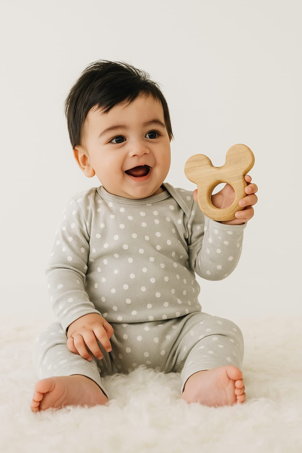 Neem Wooden Teether & Rattle for Babies of Age 0 to 3 Years( 3 piece set)