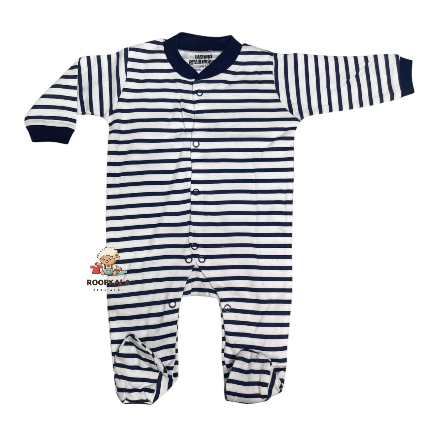 Baby Romper Set of 3 – 3-6 Months | Plain, Stripe & Cartoon Print (set of blue)
