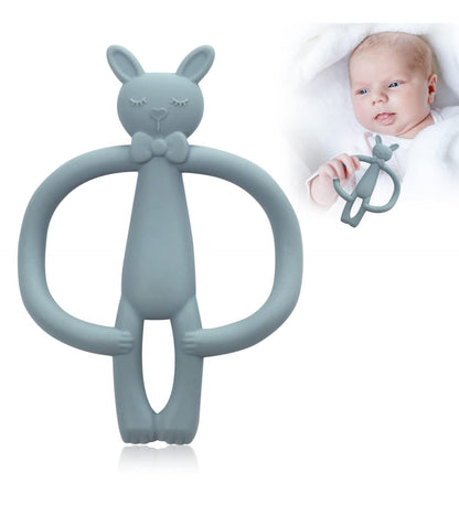 Soft Silicone Bunny Teether Toy for Babies – BPA Free, Easy Grip Teething Ring for Newborns & Infants (light purple)