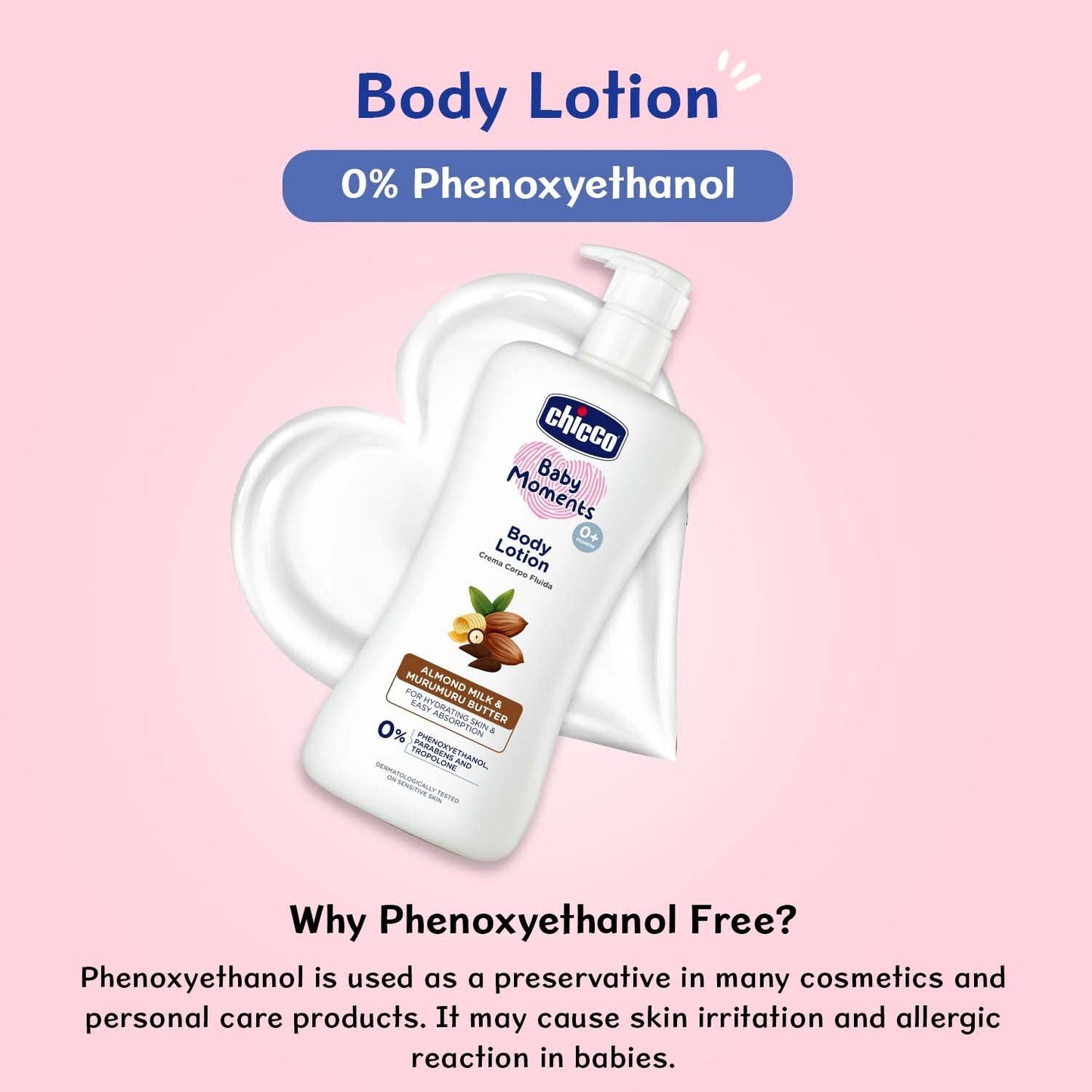 Chicco Baby Moments Body Lotion  | Almond Milk & Murumuru Butter | Quick Absorb Formula with Natural Ingredients for Ultra Soft Skin | Dermatologically Tested | Parabens & Phenoxyethanol Free