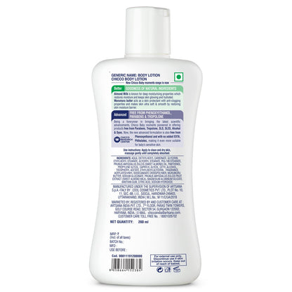 Chicco Baby Moments Body Lotion  | Almond Milk & Murumuru Butter | Quick Absorb Formula with Natural Ingredients for Ultra Soft Skin | Dermatologically Tested | Parabens & Phenoxyethanol Free