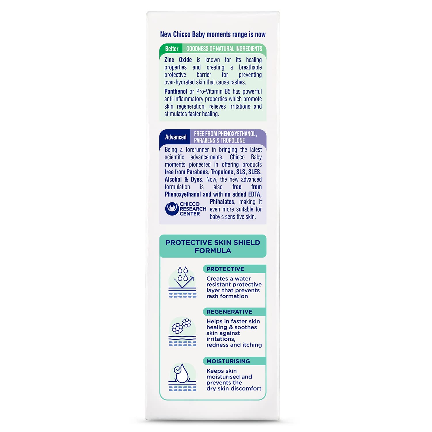 Chicco Baby Moments Diaper Rash Cream, New Advanced Triple Protection Skin Shield Formula with Natural Ingredients to Prevent Rashes & Irritation, No Phenoxyethanol & Parabens (100g)