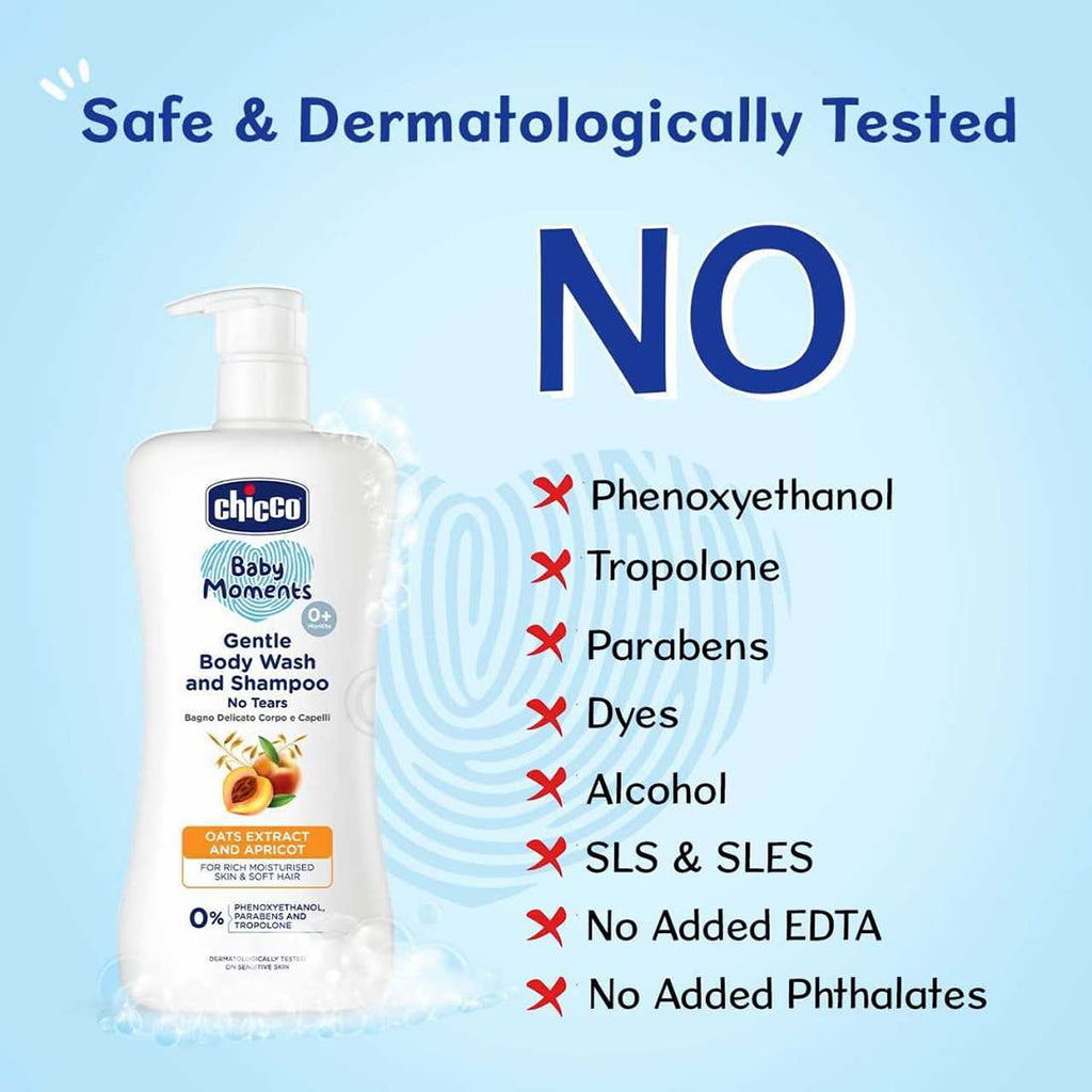 Chicco Baby Moments Gentle Body Wash And Shampoo For Rich Moisturised Skin & Soft Hair 200 ML