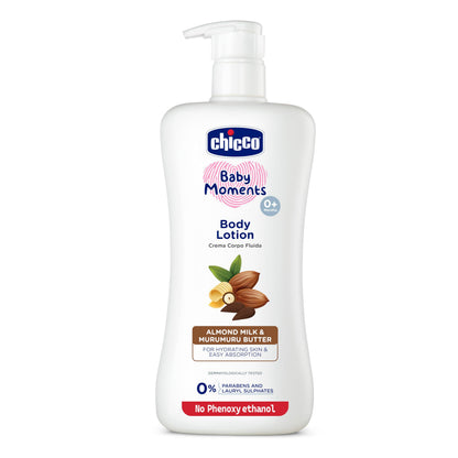 Chicco Baby Moments Body Lotion  | Almond Milk & Murumuru Butter | Quick Absorb Formula with Natural Ingredients for Ultra Soft Skin | Dermatologically Tested | Parabens & Phenoxyethanol Free
