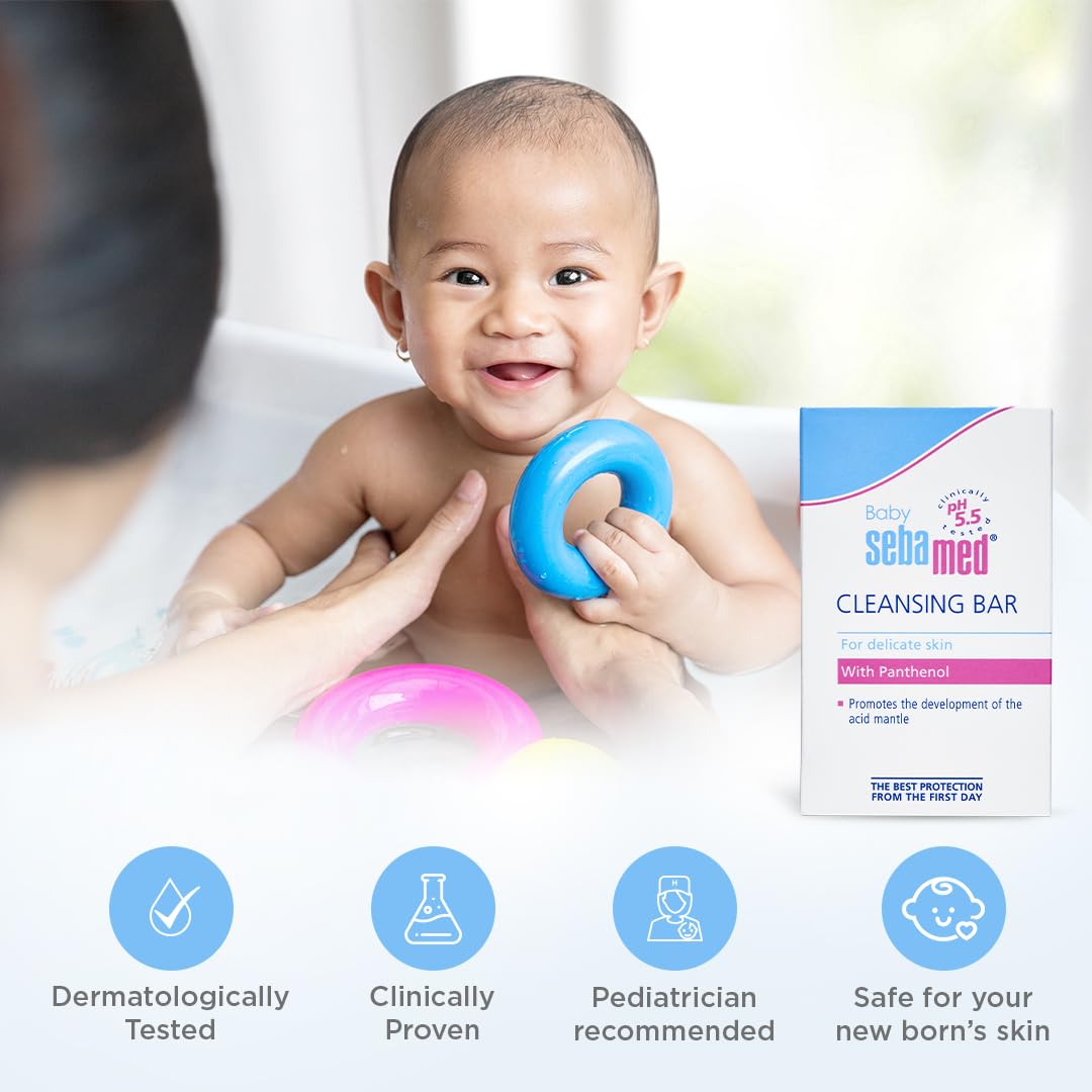 Sebamed Baby Cleansing Bar 100g|Ph 5.5 | With Panthenol|No tears & Soap Free bar| For Delicate skin
