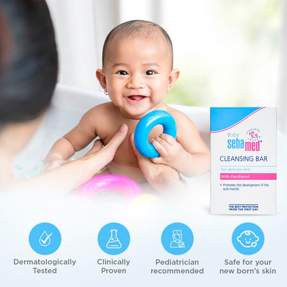 Sebamed Baby Cleansing Bar 100g|Ph 5.5 | With Panthenol|No tears & Soap Free bar| For Delicate skin