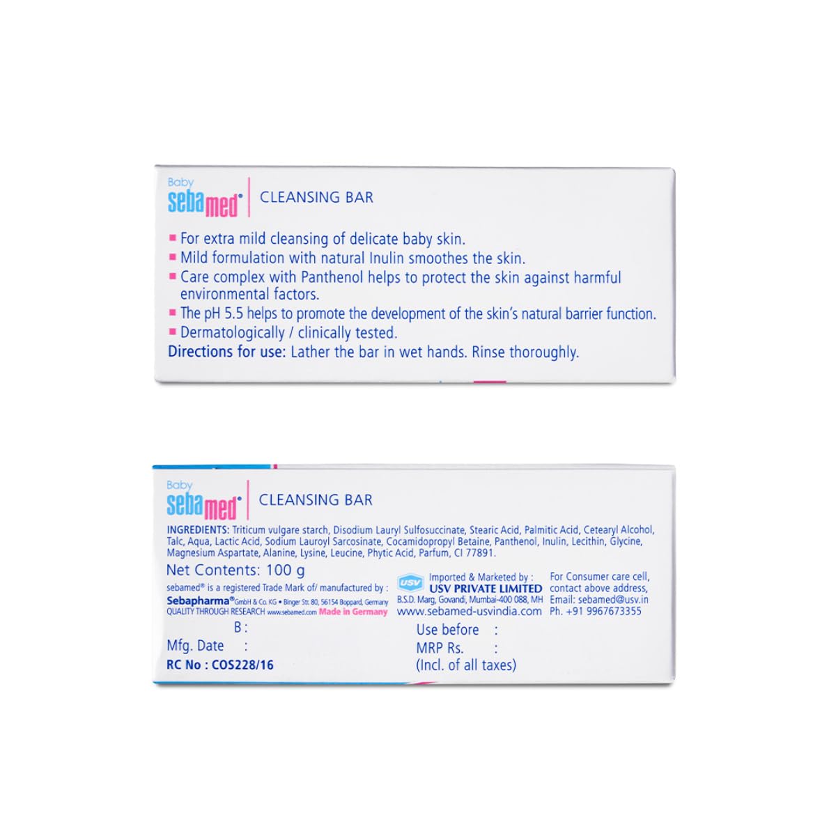 Sebamed Baby Cleansing Bar 100g|Ph 5.5 | With Panthenol|No tears & Soap Free bar| For Delicate skin