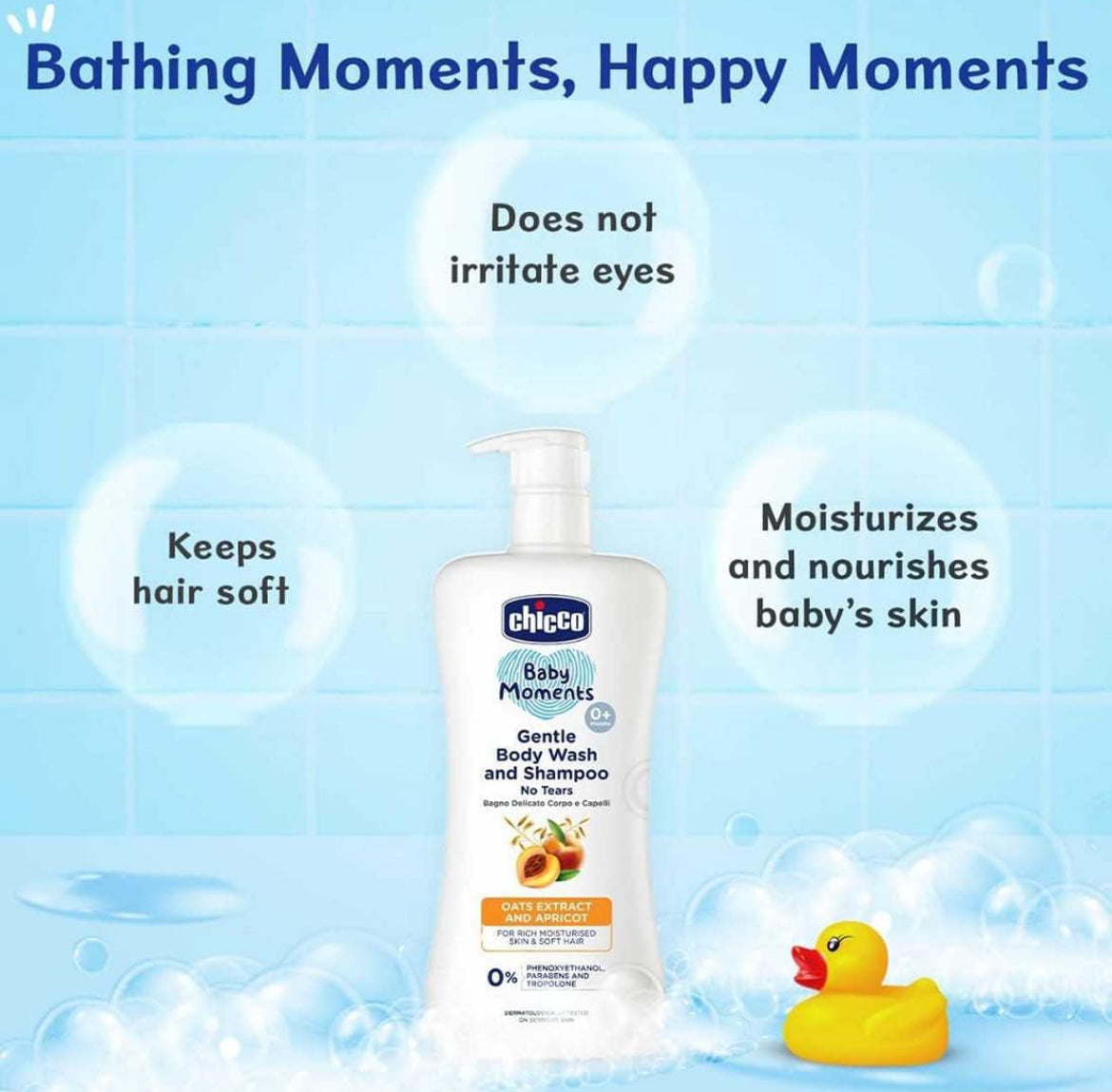 Chicco Baby Moments Gentle Body Wash And Shampoo For Rich Moisturised Skin & Soft Hair 200ml