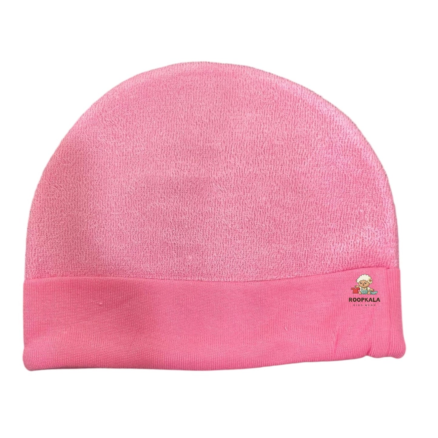 Embroidered teddy fancy Supersoft Cotton Hosiery Caps for 6 to 12 Months Baby Boys and Baby Girls (pink)