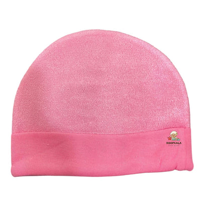 Embroidered teddy fancy Supersoft Cotton Hosiery Caps for 6 to 12 Months Baby Boys and Baby Girls (pink)