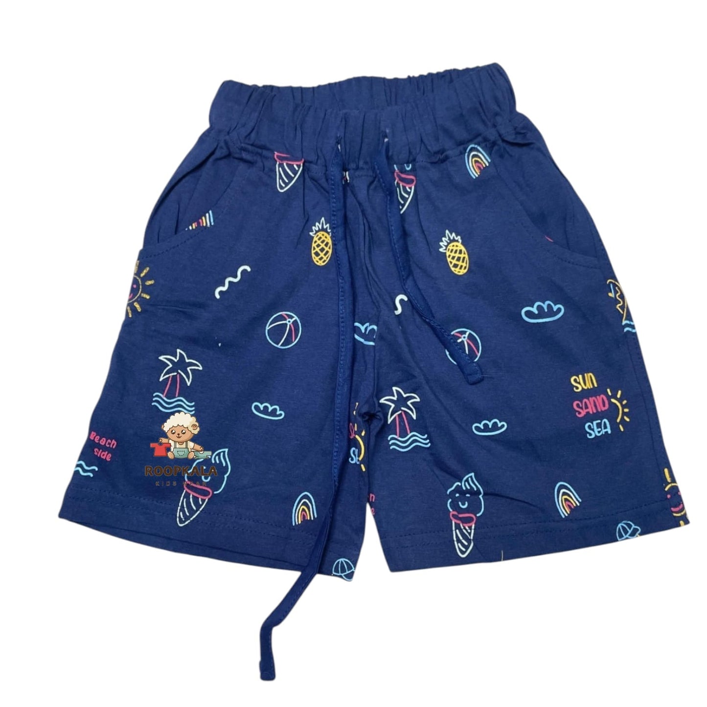 Kids Summer Cord Set with Side Button – T-Shirt & Shorts for Boys 2-3 Years XXL (blue)