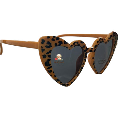 Kids Heart-Shaped Sunglasses with Trendy Animal Print (yellow)