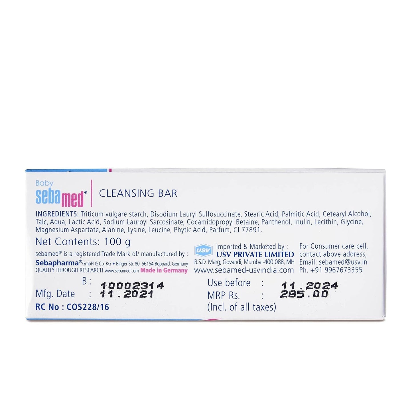 Sebamed Baby Cleansing Bar 100g|Ph 5.5 | With Panthenol|No tears & Soap Free bar| For Delicate skin