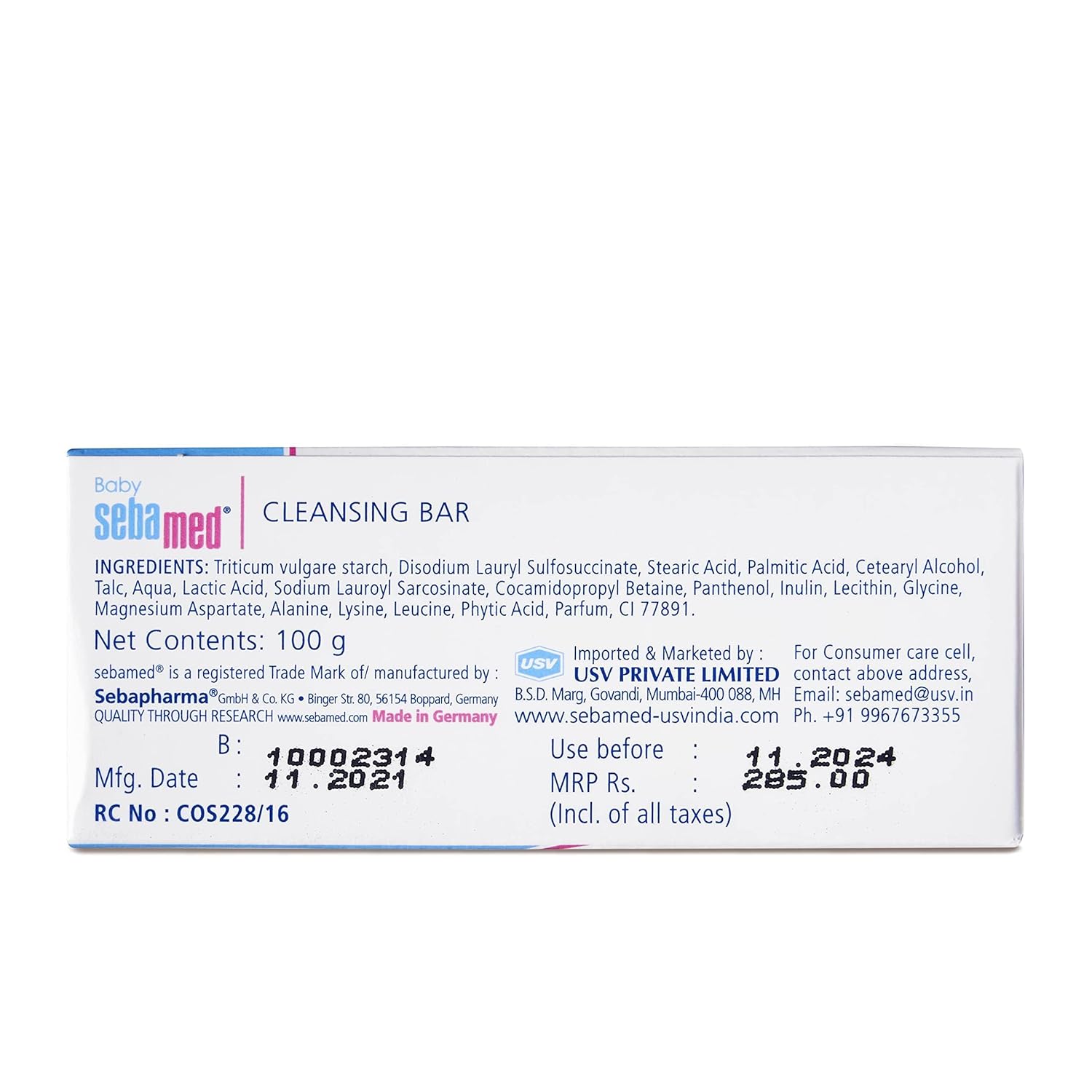 Sebamed Baby Cleansing Bar 100g|Ph 5.5 | With Panthenol|No tears & Soap Free bar| For Delicate skin