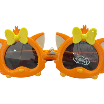 Orange Kids Sunglasses with Cute Cat Ears & Yellow Bow