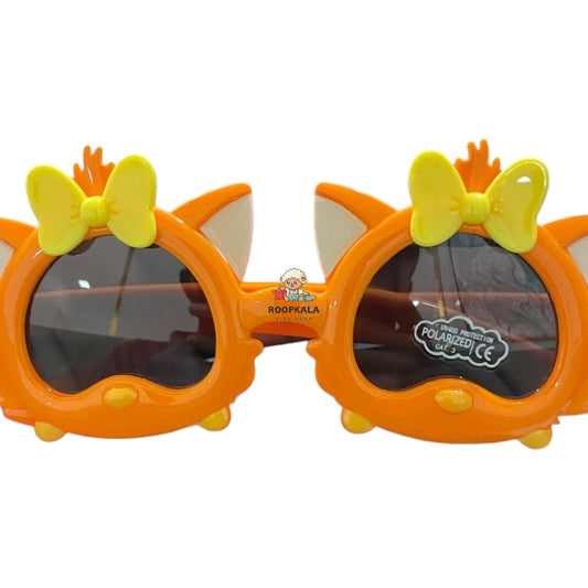 Orange Kids Sunglasses with Cute Cat Ears & Yellow Bow