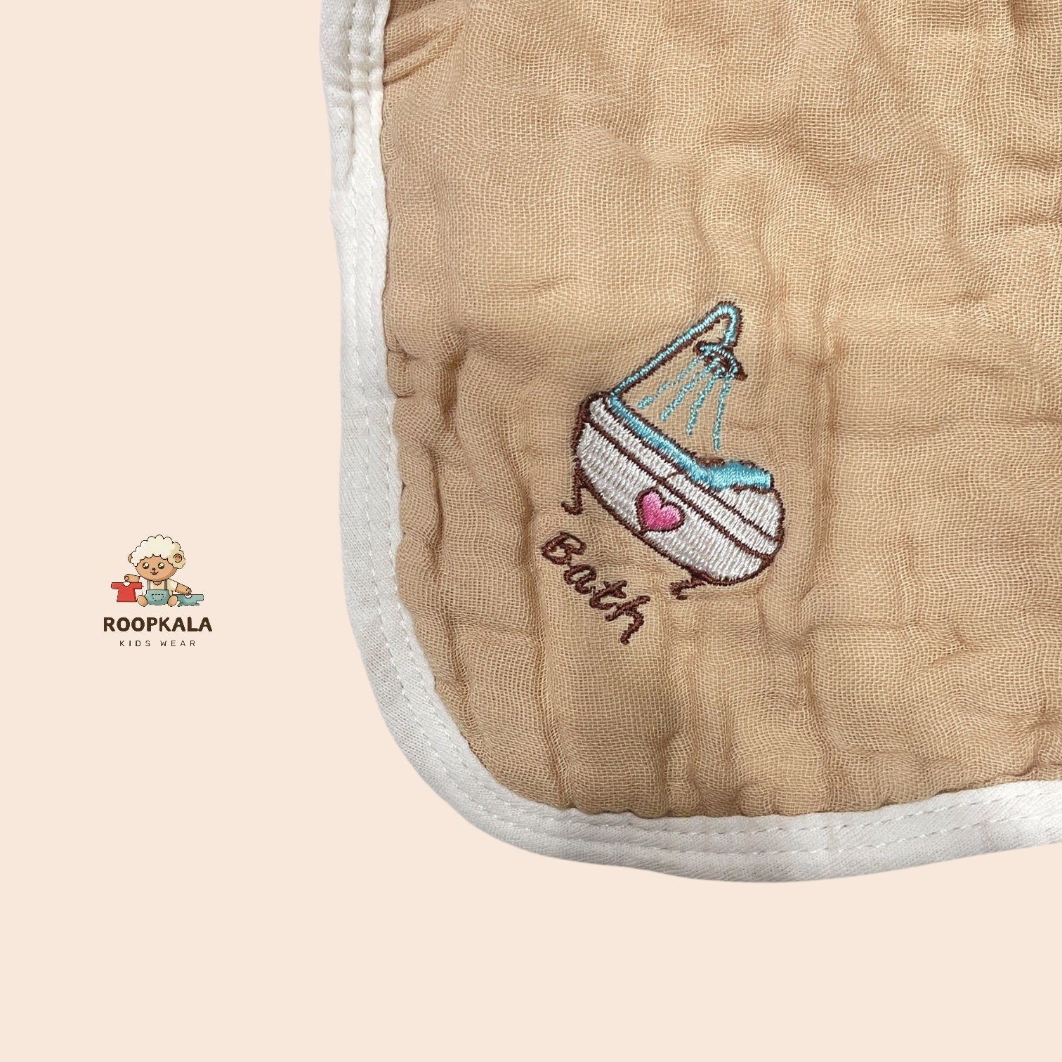 6 Layer Muslin Cotton Baby Hanky Set | Solid Colours with Cute Corner Embroidery | 25x25 cm | pack of 5 piece