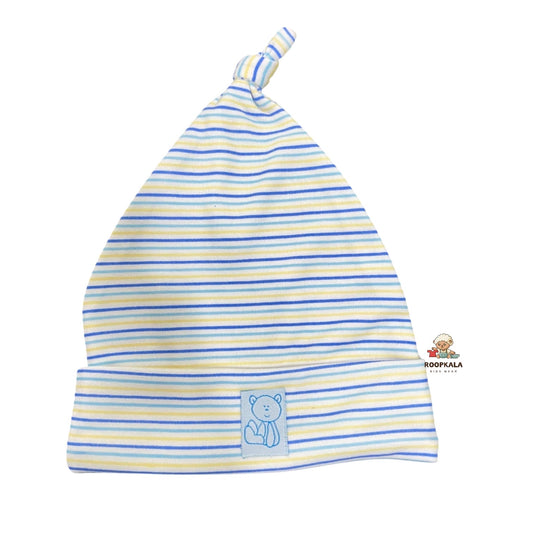 Fancy and Supersoft stretchable  Cotton Hosiery Caps for 6 to 12 Months Baby Boys and Baby Girls (blue printed)