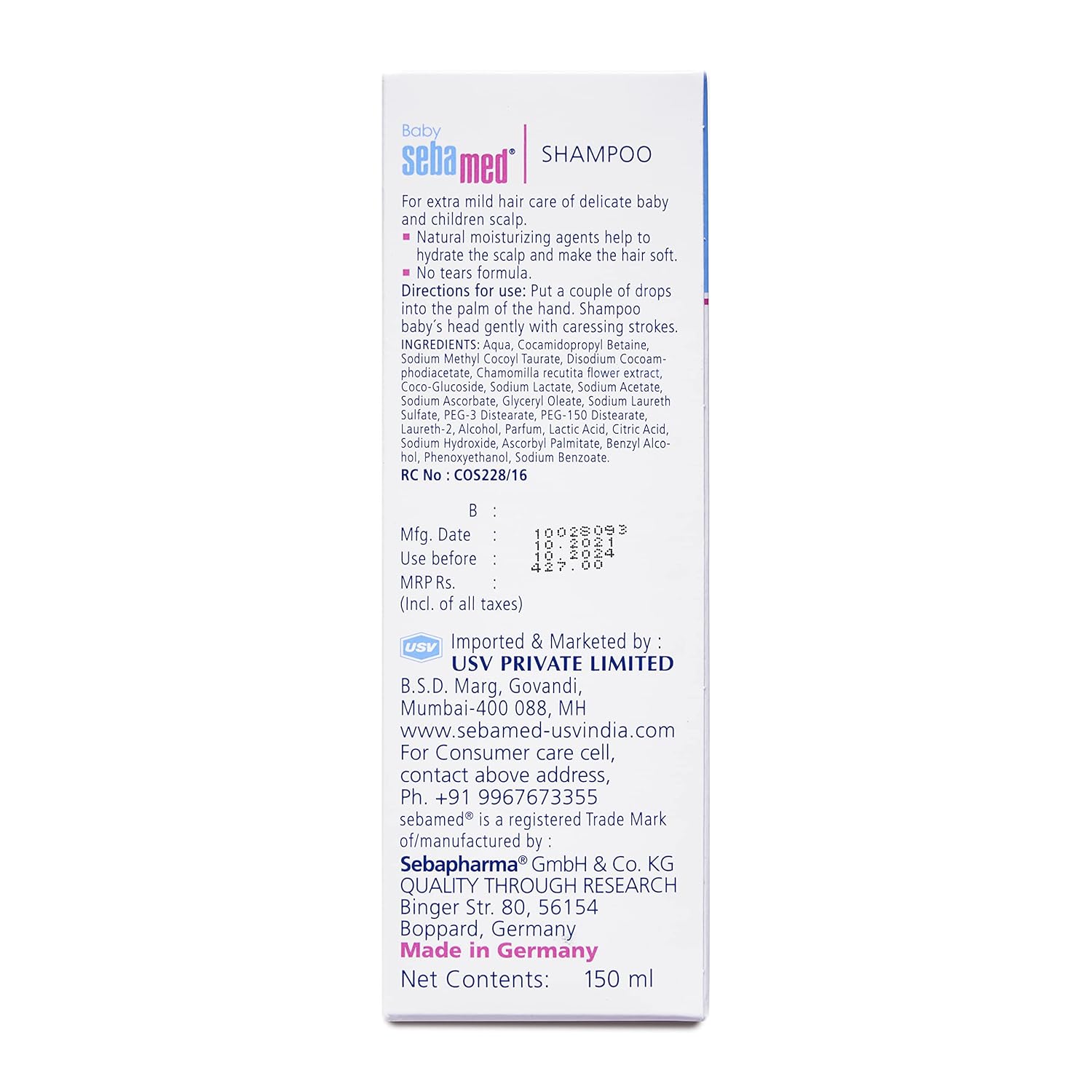 Sebamed Baby Shampoo|pH 5.5| Soap Free| No Tears | 150 ml