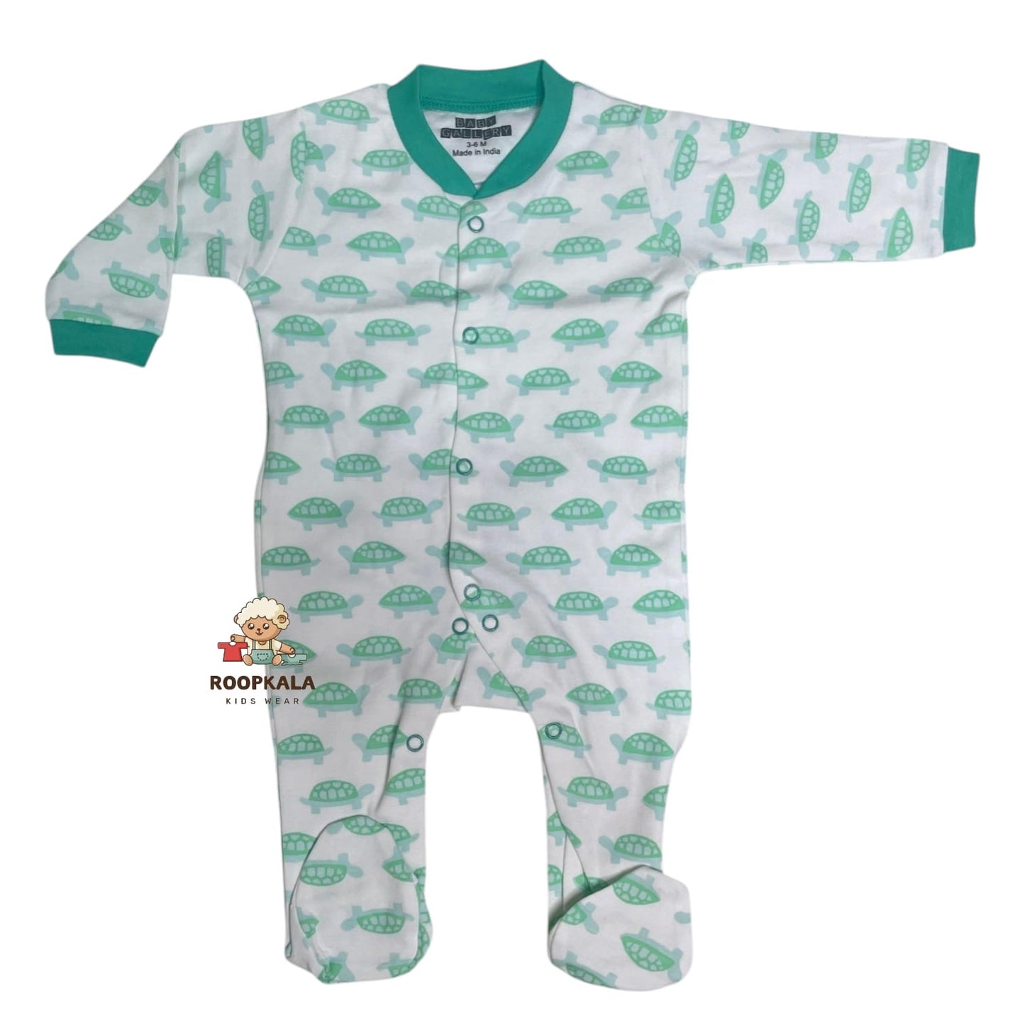 Baby Romper Set of 3 – 3-6 Months | Plain, Stripe & Cartoon Print (set of green-pista)