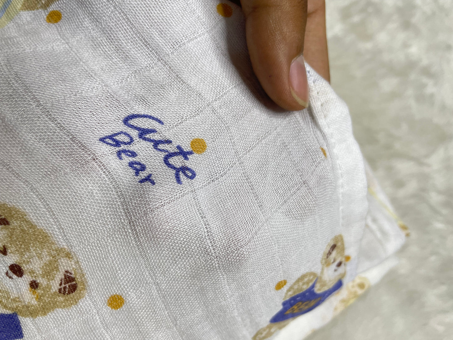 100% Muslin Baby Swaddle – White with Minimal Design (Soft & Breathable)