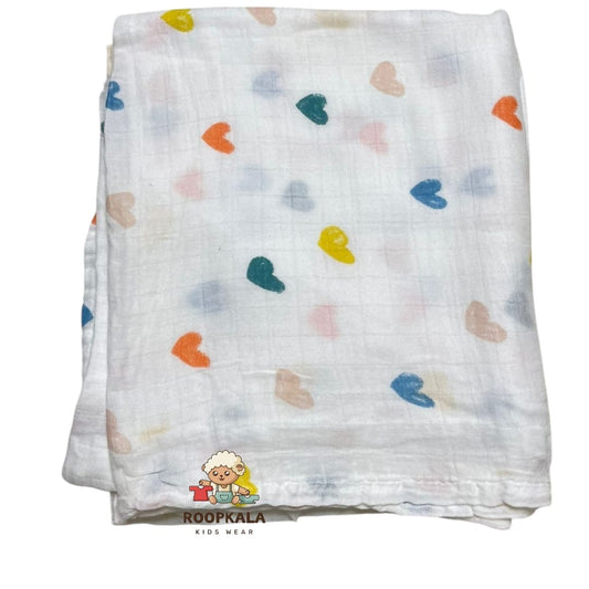 100% Muslin Baby Swaddle – White with Minimal Design (Soft & Breathable)