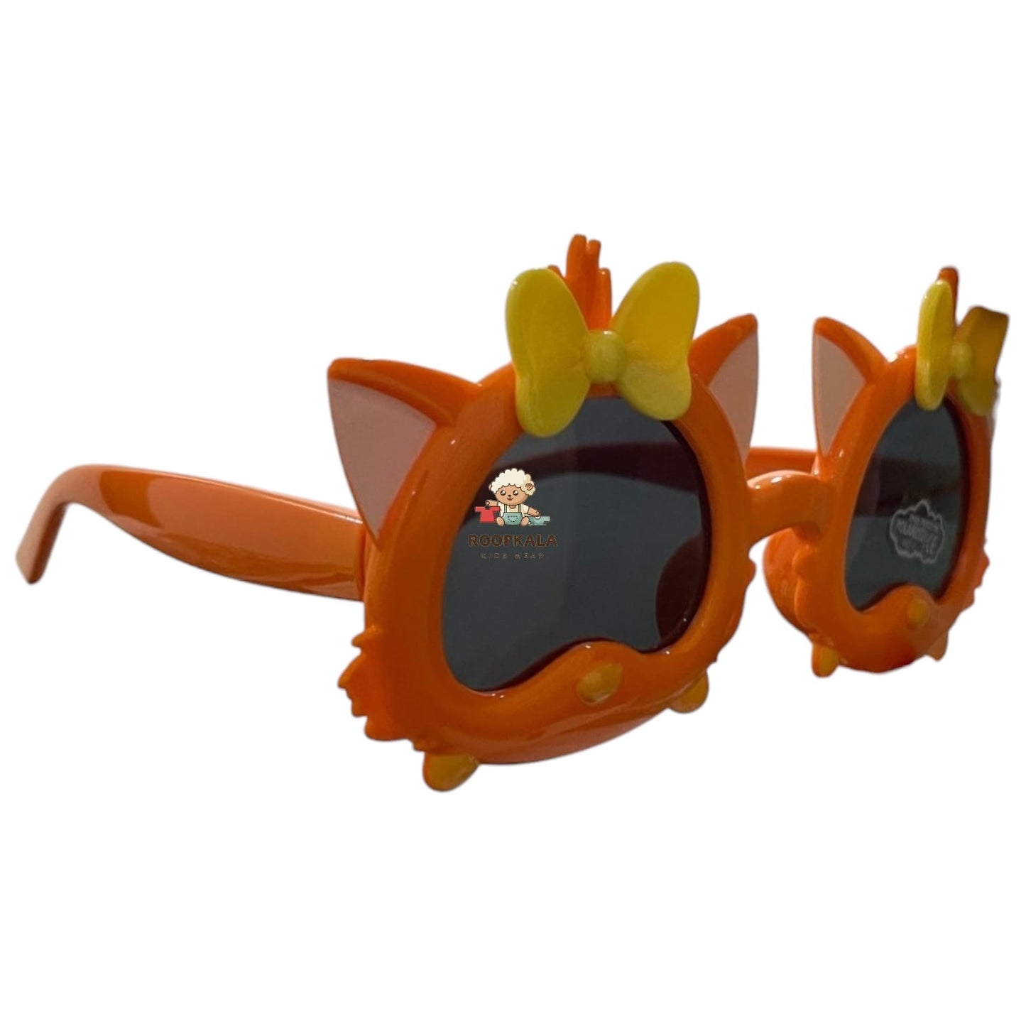 Orange Kids Sunglasses with Cute Cat Ears & Yellow Bow