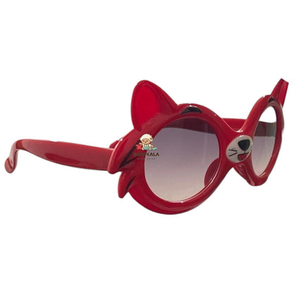 Kids Cat-Themed Sunglasses with Cute Whisker Detail (red)