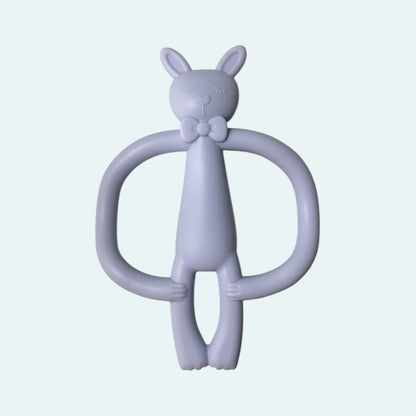 Soft Silicone Bunny Teether Toy for Babies – BPA Free, Easy Grip Teething Ring for Newborns & Infants (light purple)