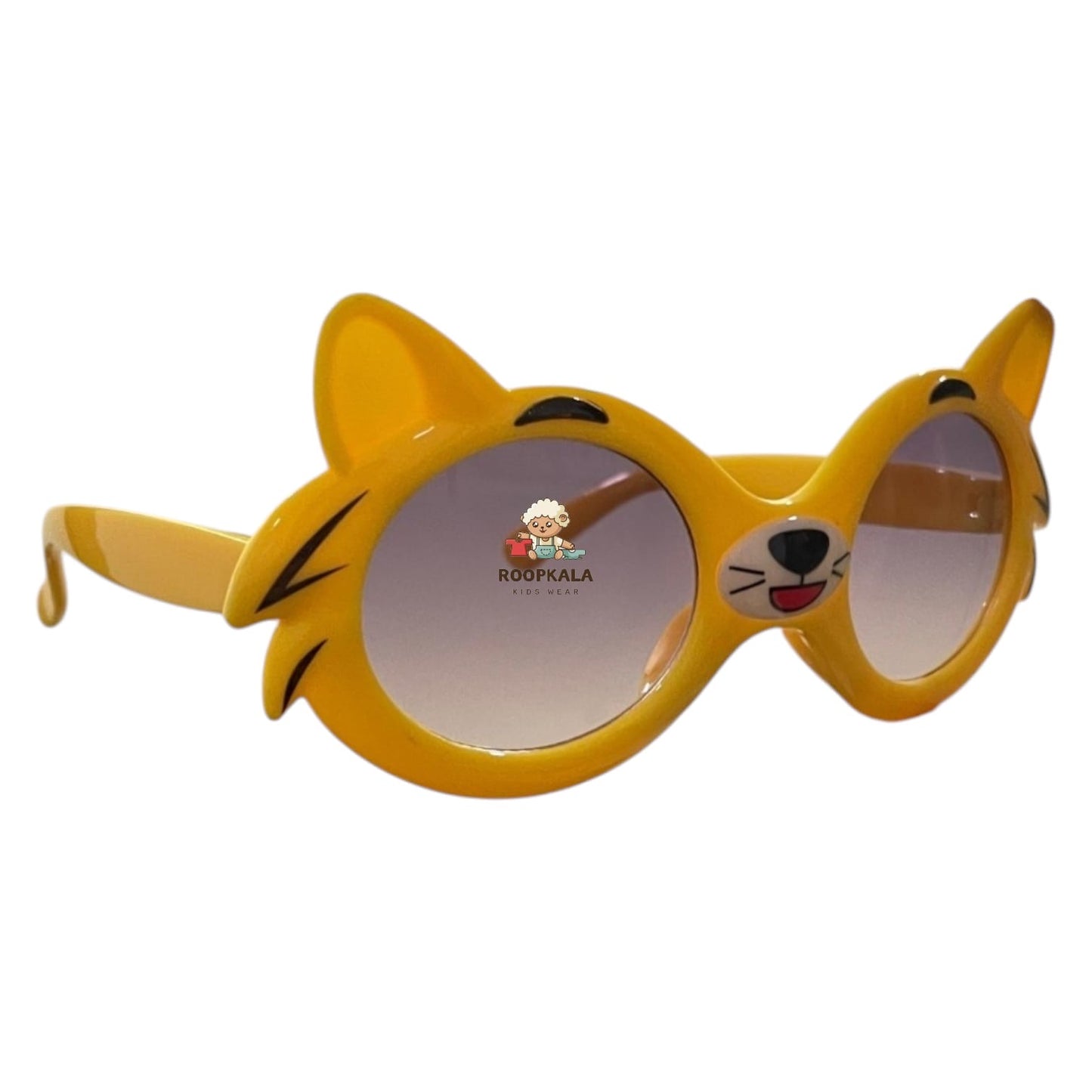 Kids Cat-Themed Sunglasses with Cute Whisker Detail (yellow)