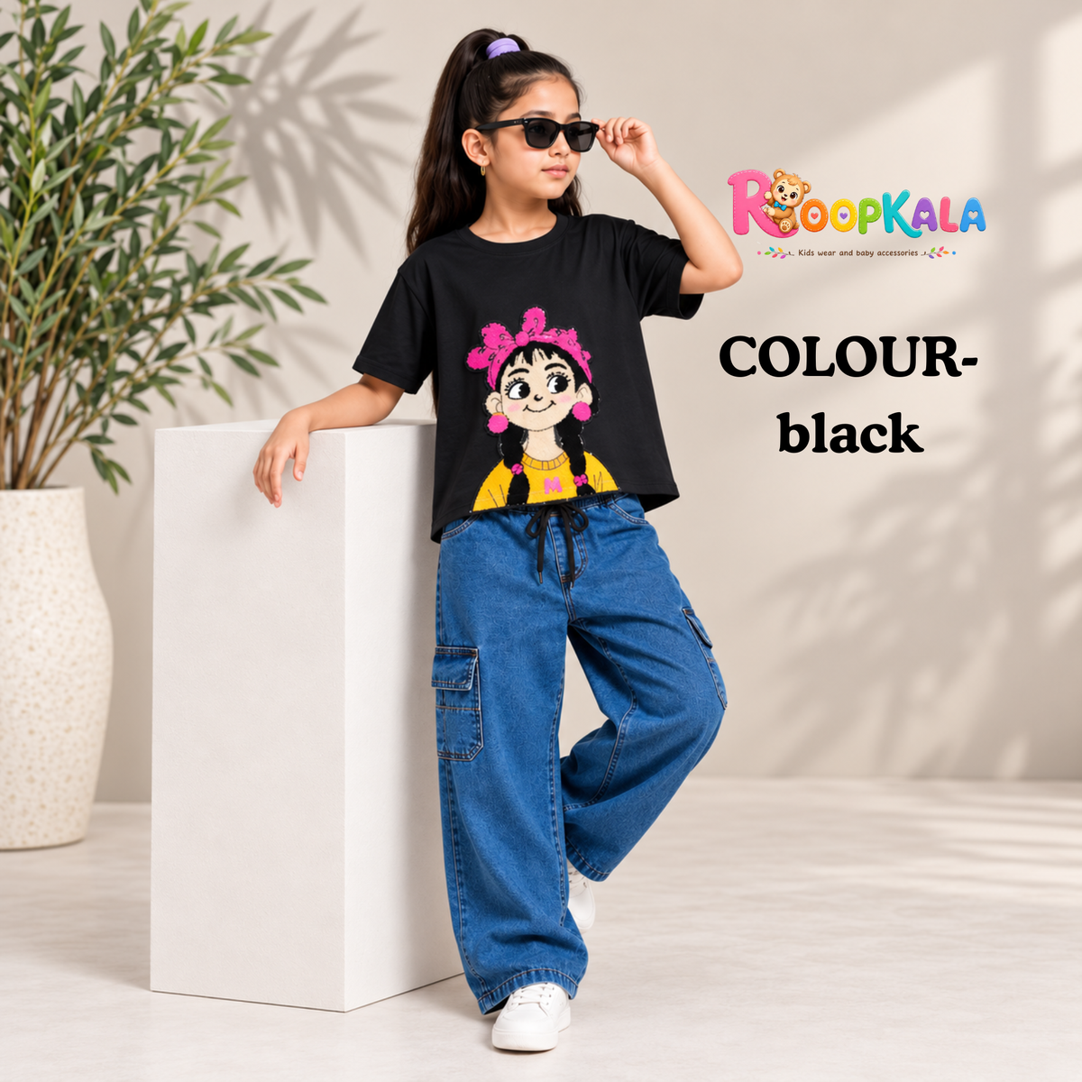 Girls Casual Top T-Shirt & Pant Set | Stylish Printed Design | Comfortable Everyday Wear for Girls