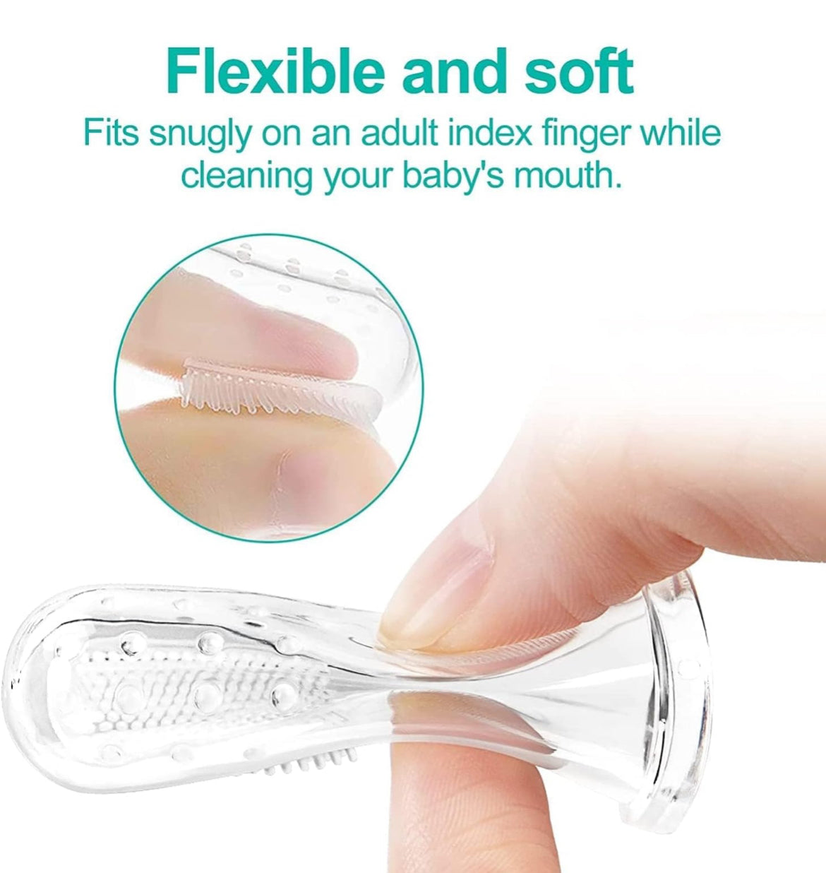 Finger Toothbrush Silicon Made Food Grade Quality with Storage Case (mix any colour)